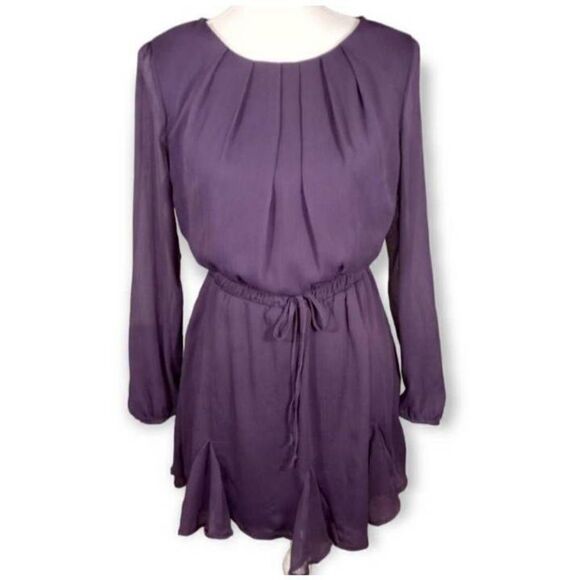 FRANCESCA'S MI AMI PURPLE LOU SHEER SLEEVE GODET MINI DRESS SZ.S NWT. - Picture 5 of 13